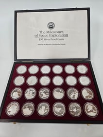 MILESTONES OF SPACE EXPLORATION $50 PURE SILVER COINS. Consisting of 24 pure silver .999 $50 coins i