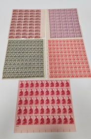 A COLLECTION OF 58 FULL AND 17 PARTIAL SHEETS OF UNITED STATES STAMP. Mostly from the first half of