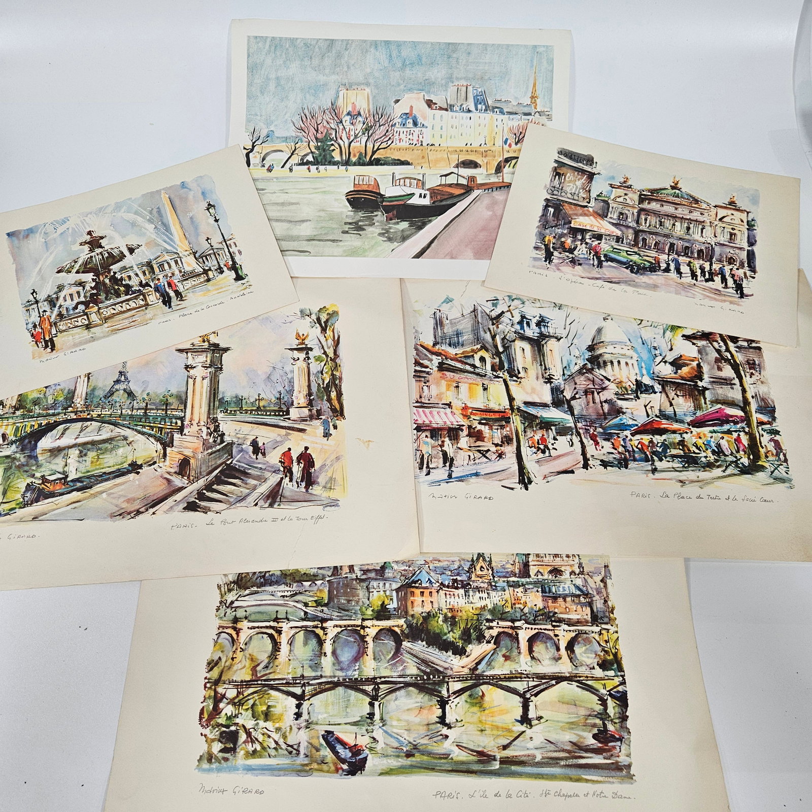 A GROUP OF FIVE PINTS BY MARIUS GIRARD. Paris, c. 1960. Of various sizes and scenes from France. Est (1 of 11)