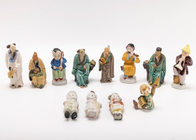 A GROUP OF PORCELAIN FIGURINES INCLUDING OCCUPIED JAPAN.