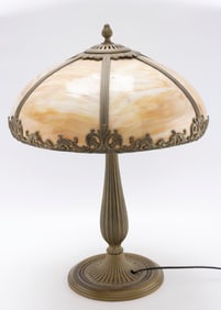 EDWARD MILLER & CO. SLAG PANEL TABLE LAMP