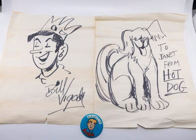 TWO ORIGINAL ARCHIE COMIC DRAWINGS ON PAPER BY BILL VIGODA