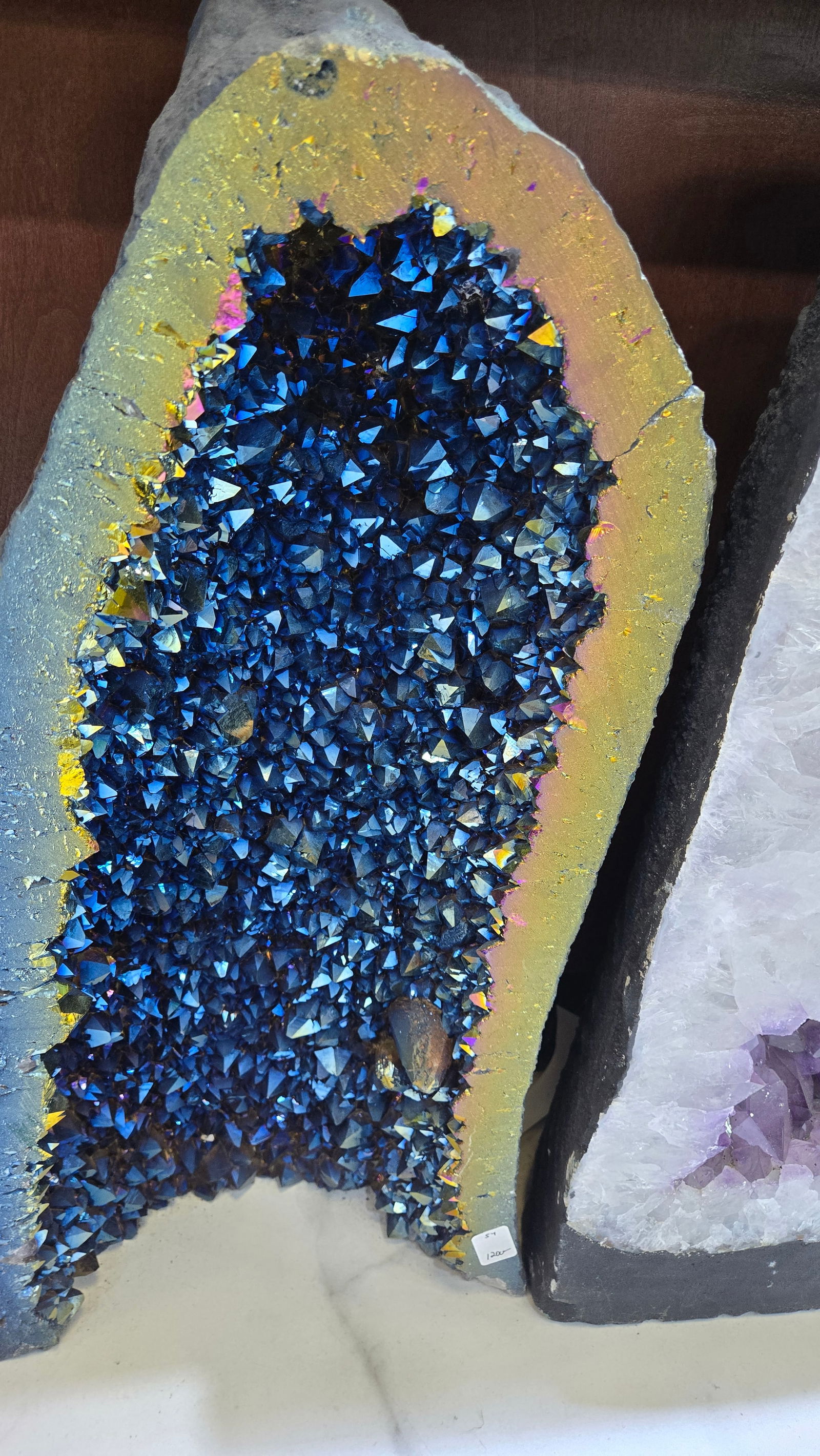 AMETHYST GEODE. TITANIUM PLATED GOTHIC LOOK (1 of 4)