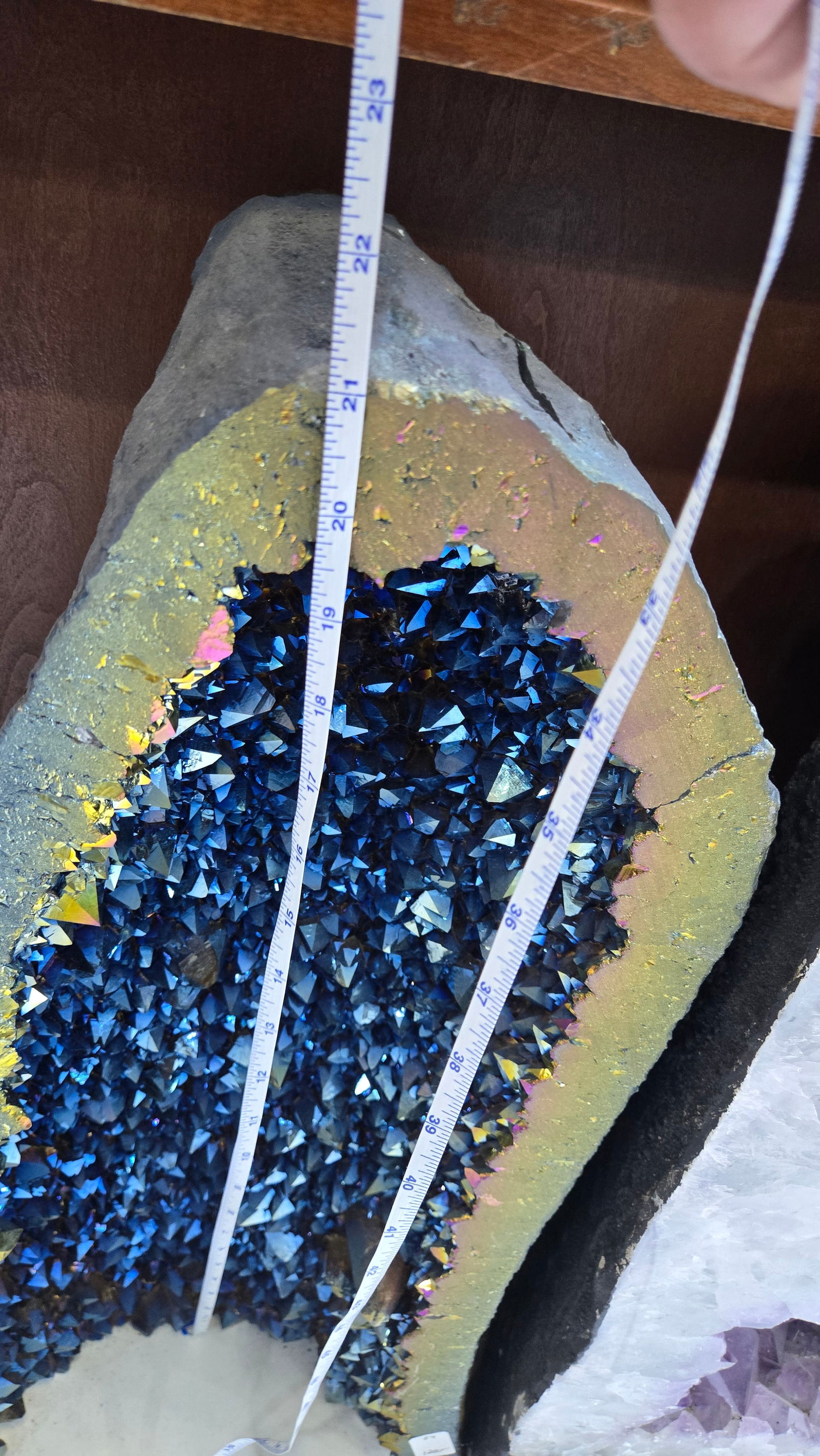 AMETHYST GEODE. TITANIUM PLATED GOTHIC LOOK - 4