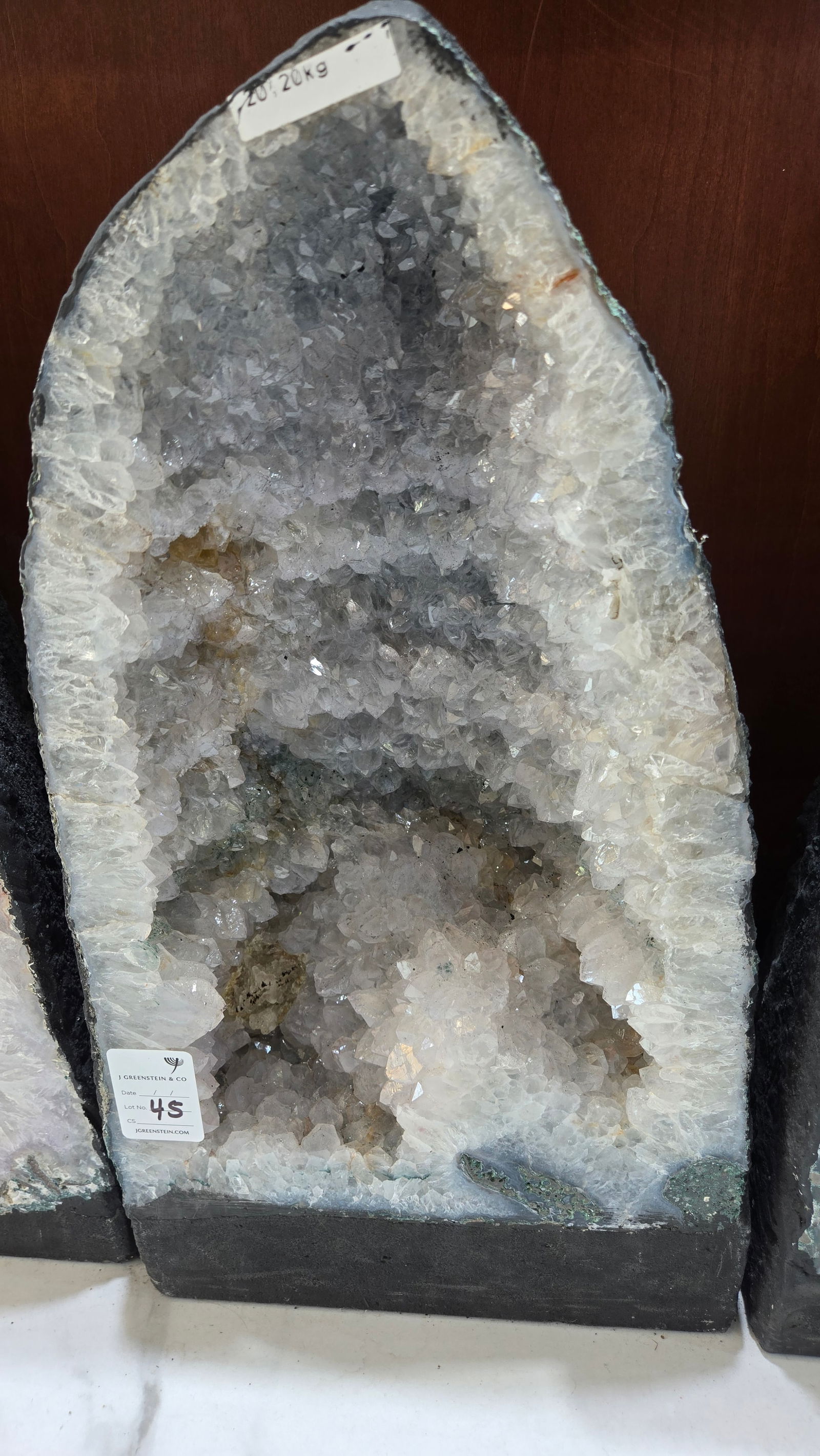 A LARGE AMETHYST CATHEDRAL: Light in color, 20 kilogram and 18" tall.