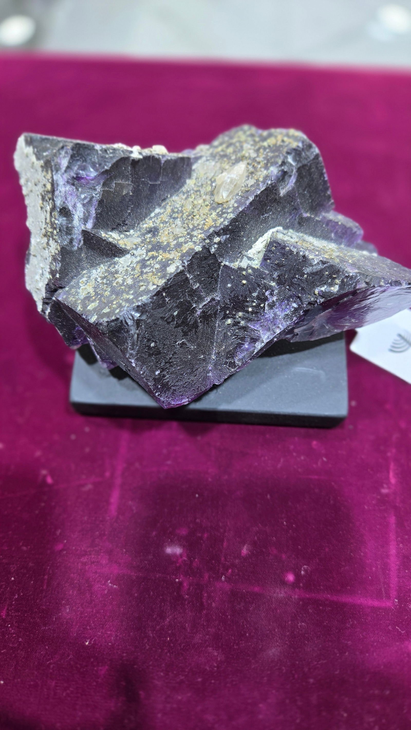 A GORGEOUS FLUORITE SPECIMEN ON A STAND: 6" OF DEEP PURPLE