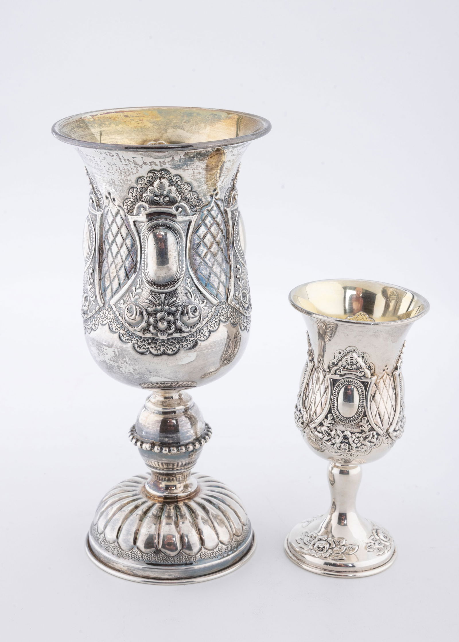 TWO STERLING SILVER KIDDUSH GOBLETS BY HAZORFIM. Israel, modern. (1 of 1)