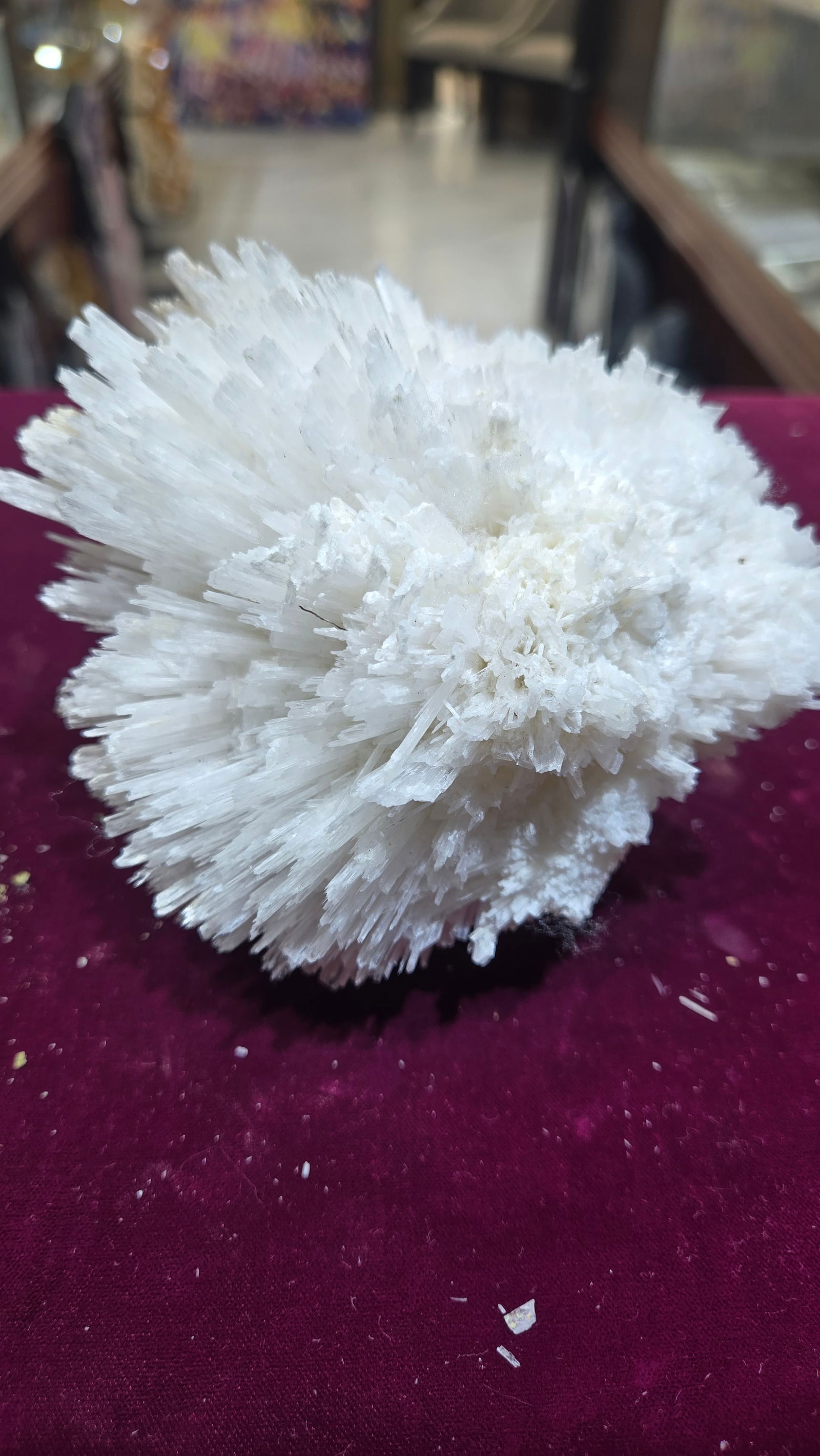A RARE SCOLECITE SPECIMEN FORMATION: Rare and delicate scolecite specimen from the Deccan Basalts, Aurangabad, Maharashtra, India 5.5" wide.