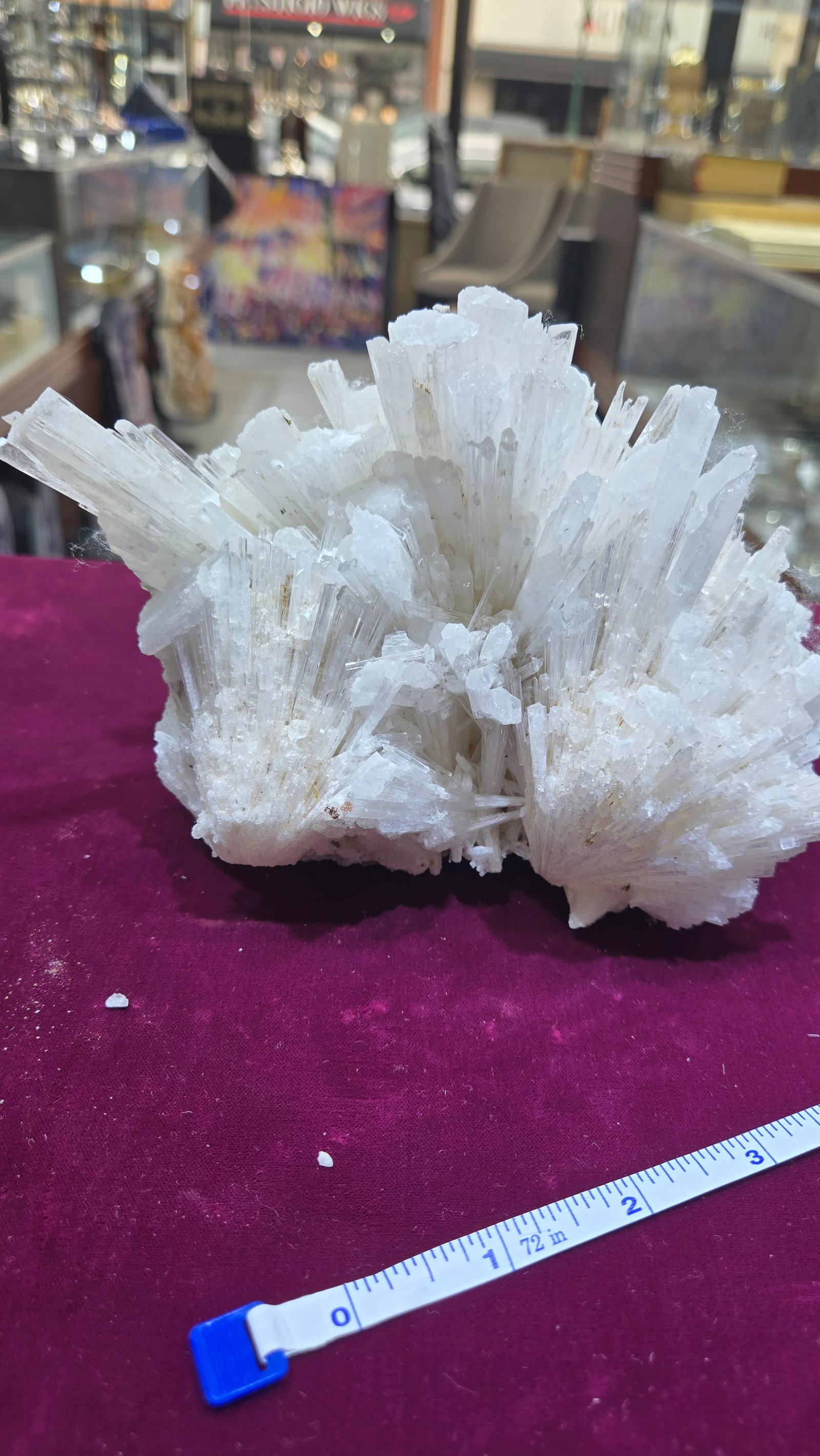 A RARE SCOLECITE SPECIMEN FORMATION: Rare and delicate scolecite specimen from the Deccan Basalts, Aurangabad, Maharashtra, India 6" wide.