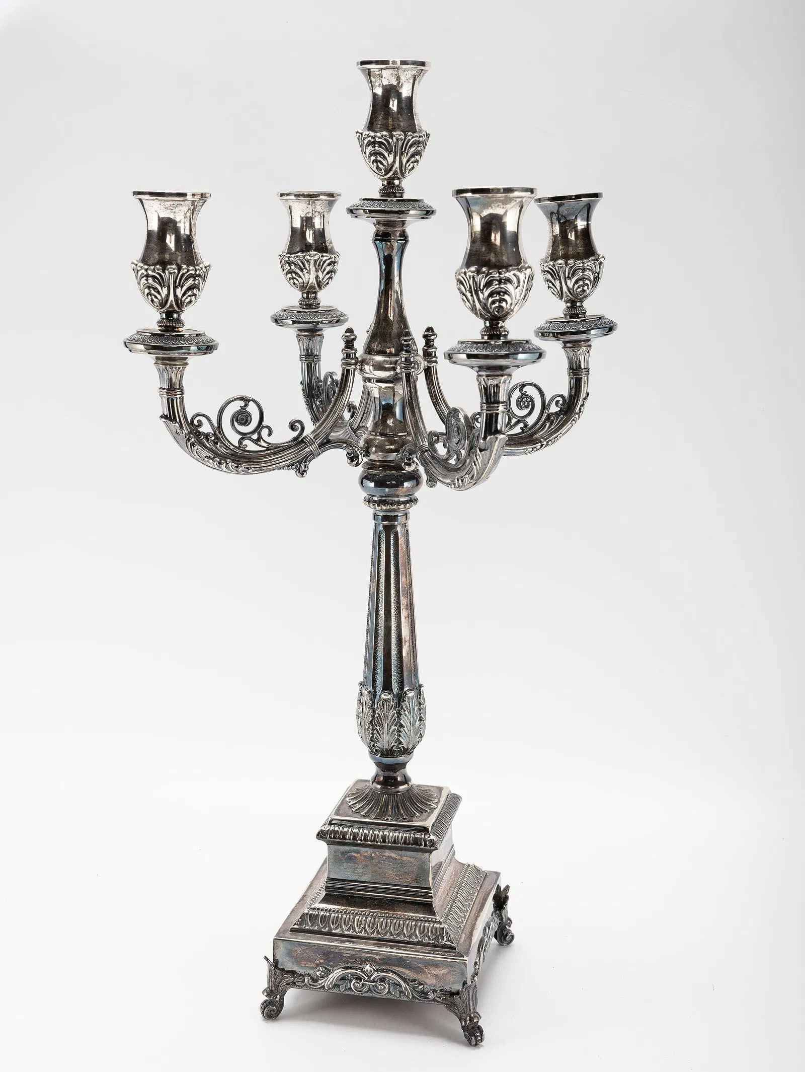 A LARGE STERLING SILVER SABBATH CANDELABRA BY HAZORFIM (1 of 1)