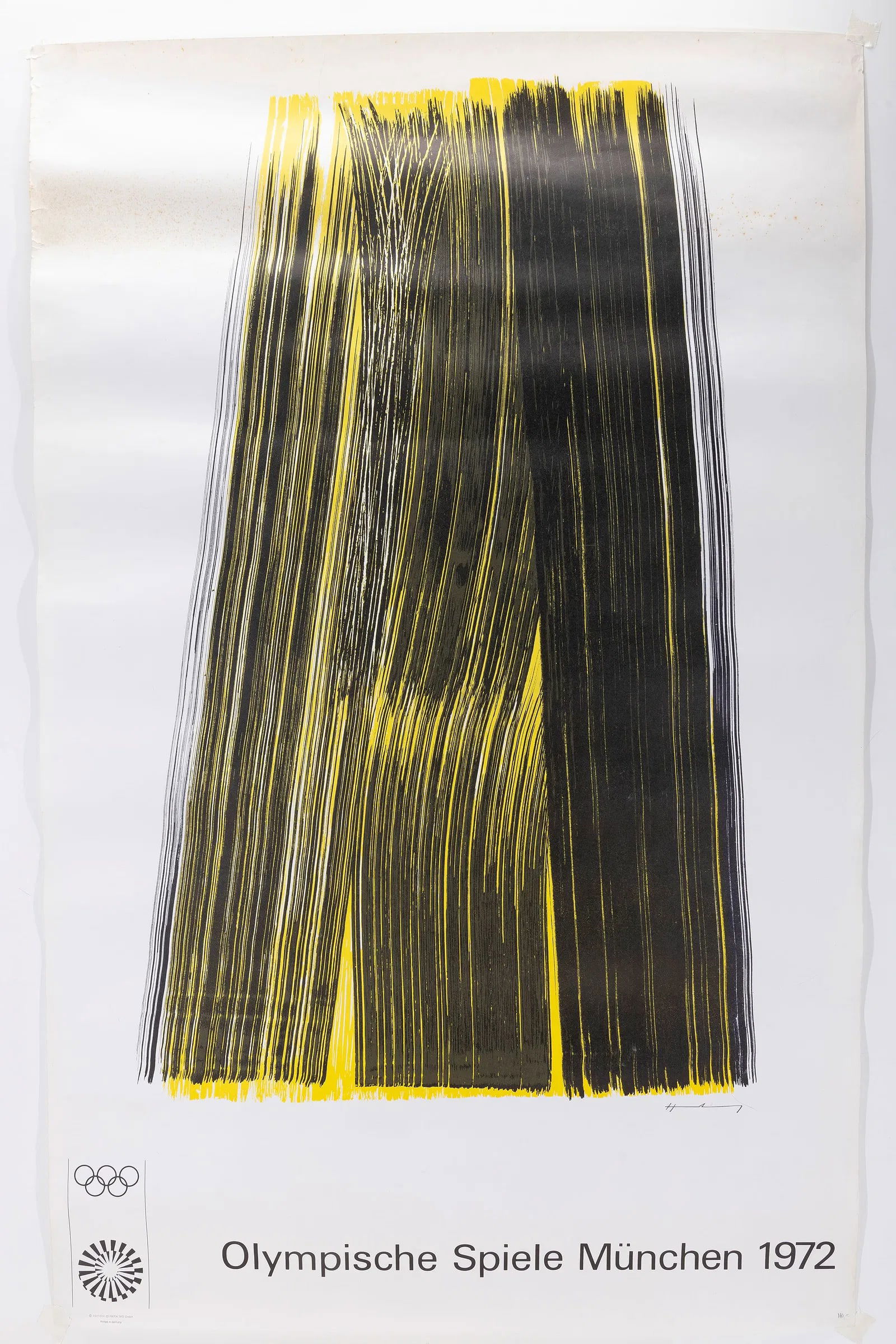 A POSTER FOR THE 1972 MUNICH SUMMER OLYMPICS: An adveritsing poster for the 1972 summer olympics in Munich Germany where the Israeli olympians were held hostage and murdered. 25" x 39.5".