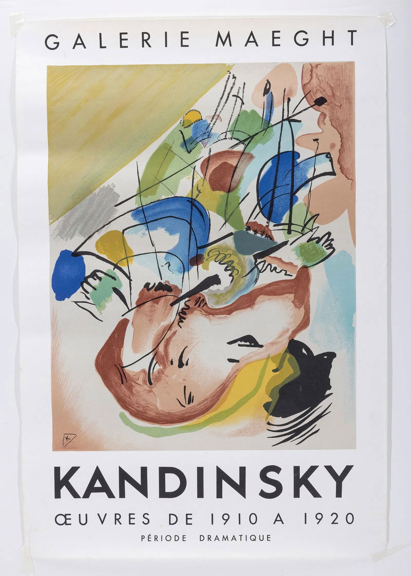 A GALLERY EXHIBITION POSTER FOR KANDINSKY: At the Galerie Maeght in Paris France. 21.9" x 15".