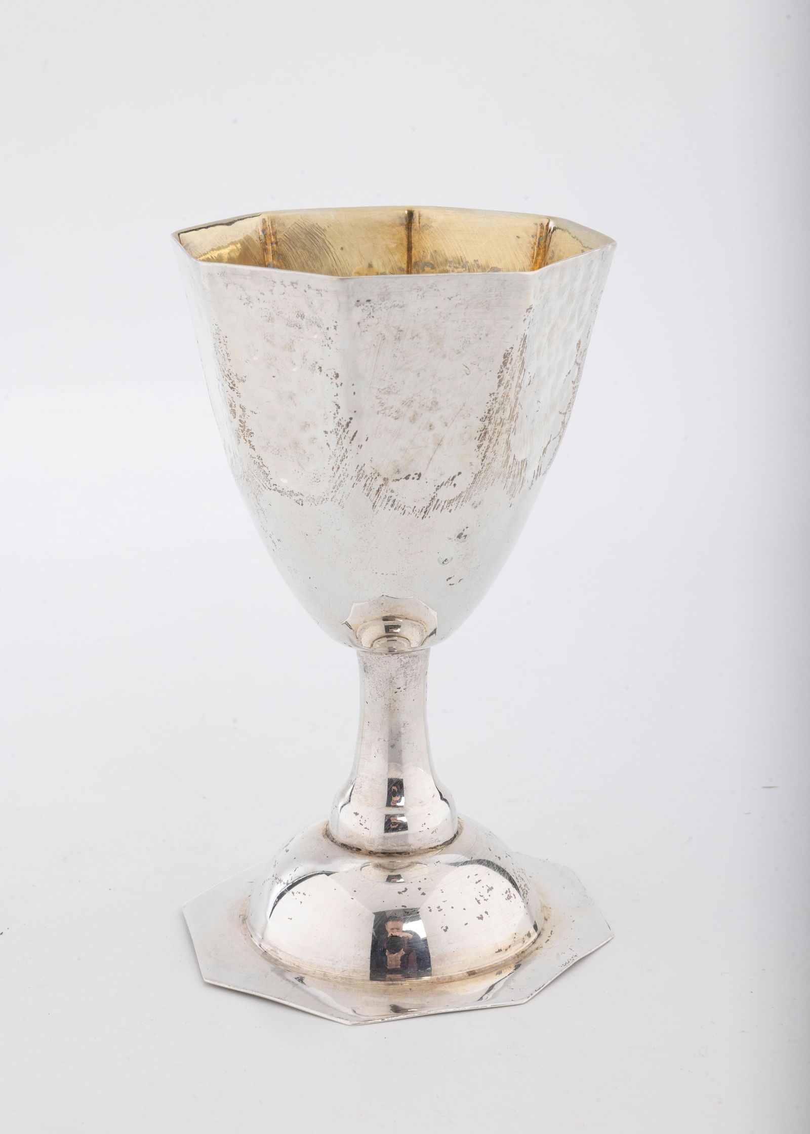 A LARGE HAND MADE STERLING SILVER KIDDUSH CUP BY SHILOH. Israel, c. 2000. (1 of 1)