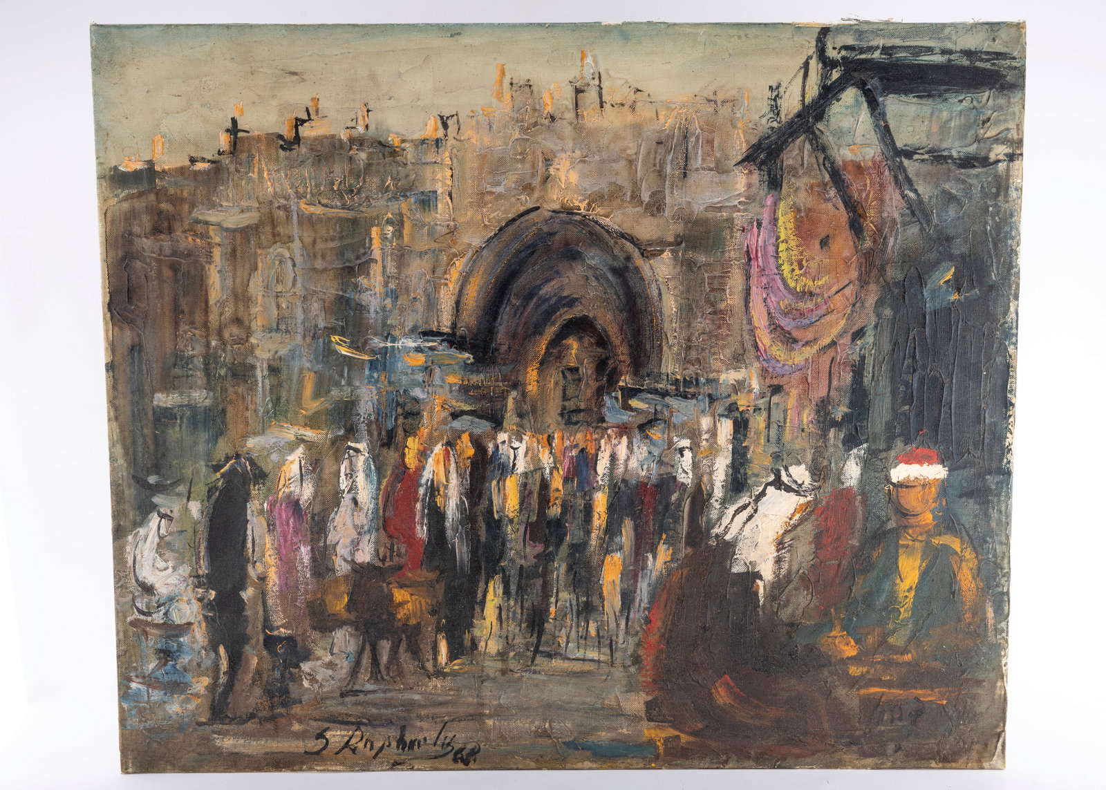 ZVI RAPHAELI. OIL ON BOARD, Yaffa Gate Israeli (1925 - 2004), (1 of 1)