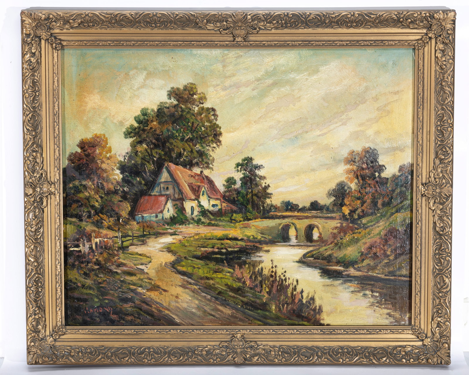 OIL ON CANVAS. Cottege scene. Ramonz.: Wonderfully executed cottege scene. Signed Ramonz. 30" x 24"