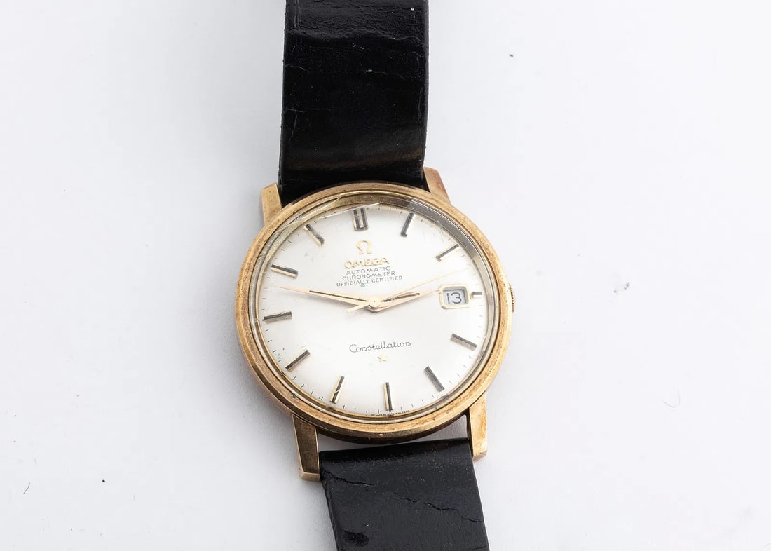 AN OMEGA CONSTELLATION AUTOMATIC CHRONOMETER 14K WATCH - 4