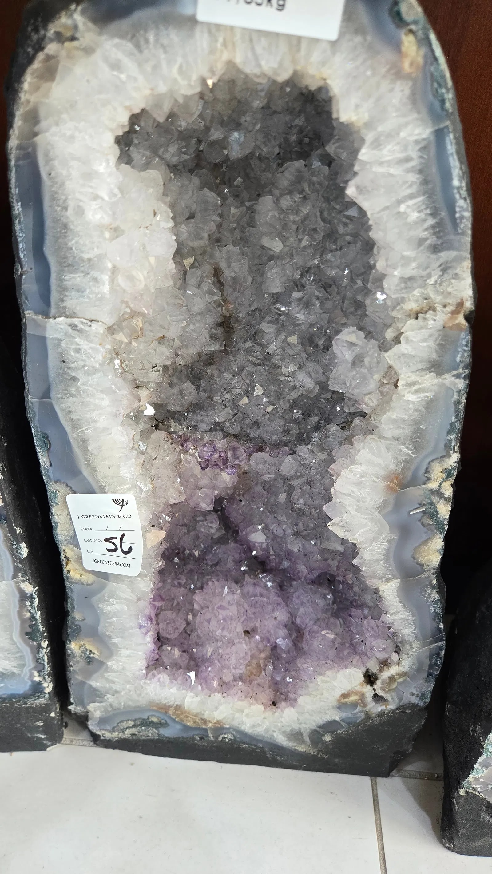 HIGHLY POLISHED AMETHYST GEODE. HUGE AND MAGNIFICENT: 14.85 KILOGRAMS AND 17" TALL. Light in color.
