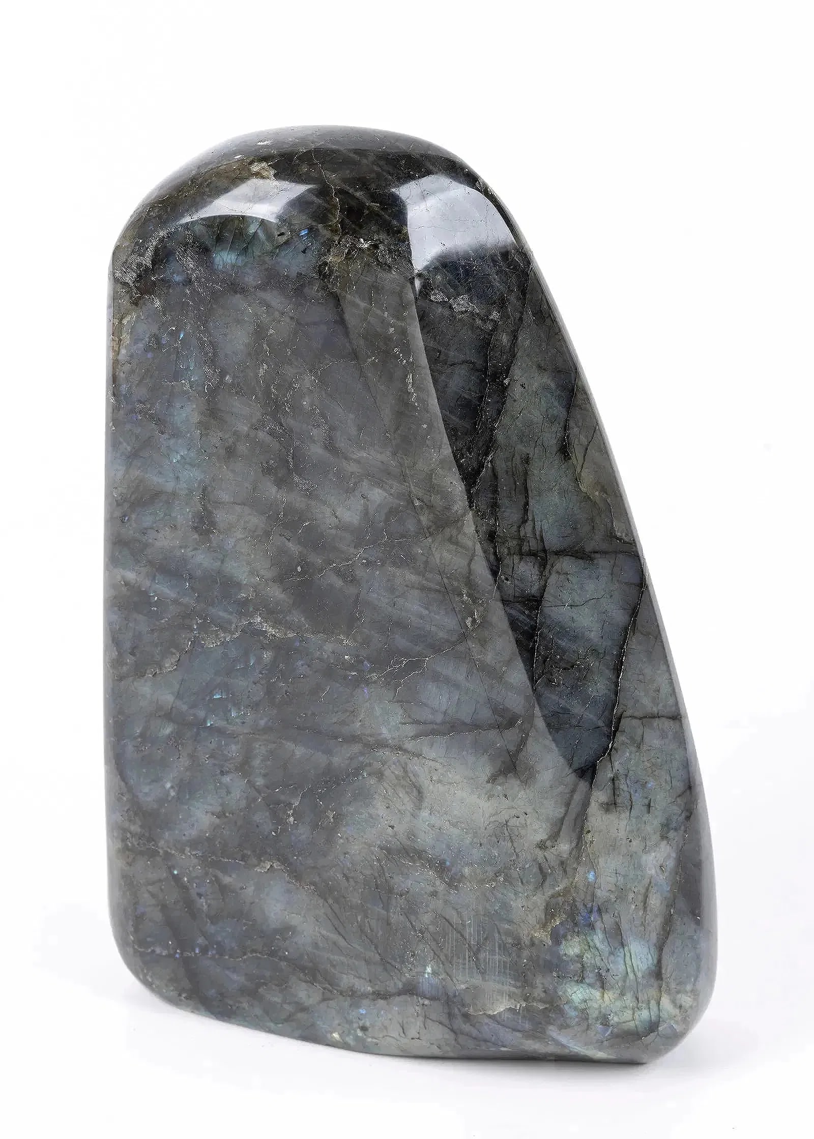 A POLISHED LABRADORITE SPECIMEN: Madagascar. 9.4” x 5.5” x 2”. 4090 grams