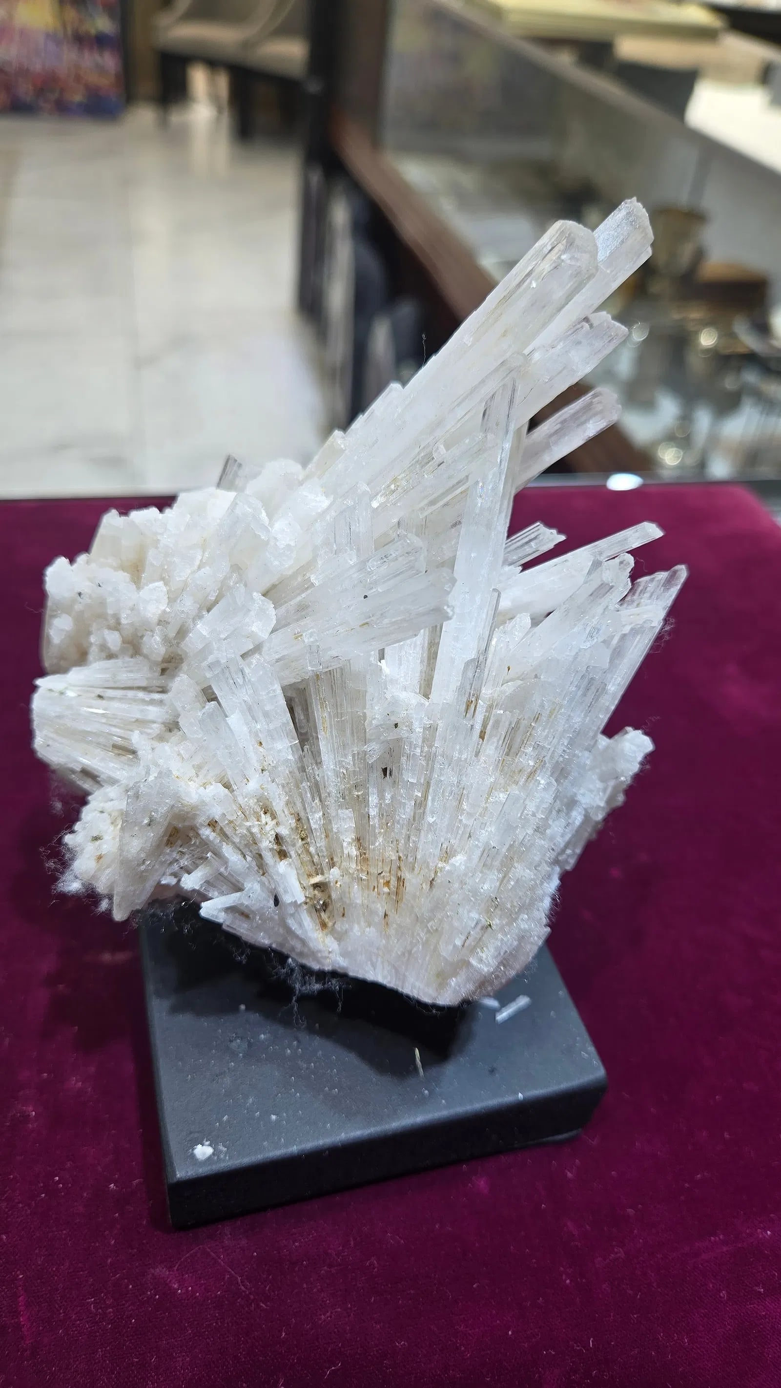 A RARE SCOLECITE SPECIMEN FORMATION: Rare and delicate scolecite specimen from the Deccan Basalts, Aurangabad, Maharashtra, India 5.5" wide.