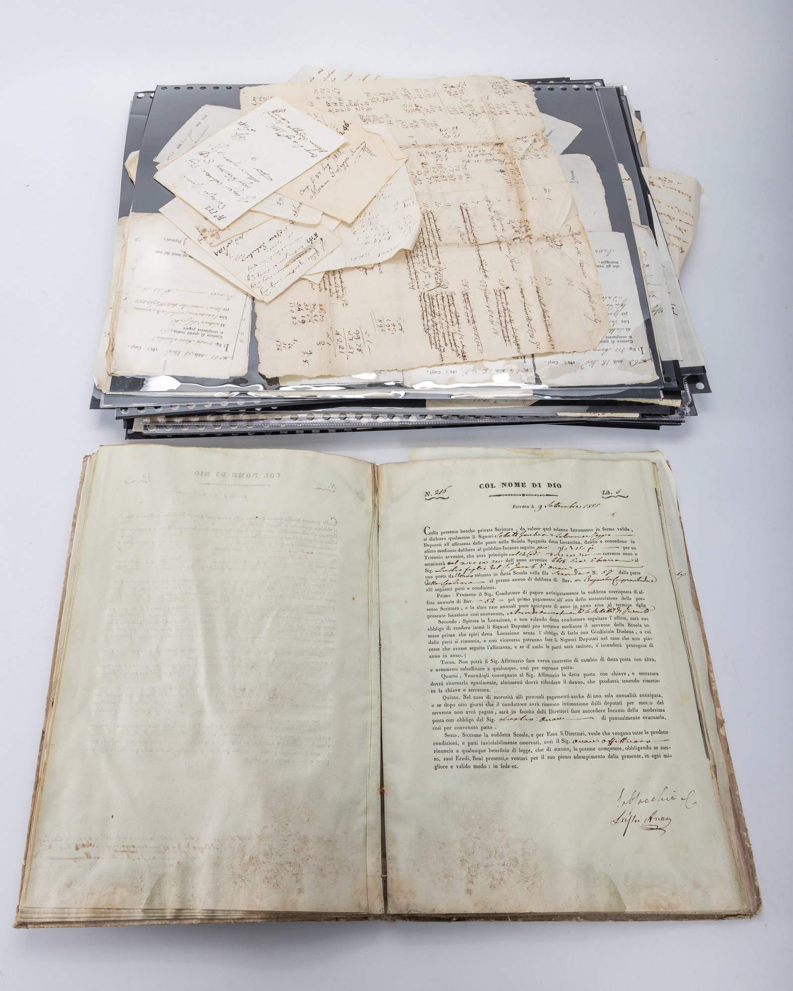 A MASSIVE COLLECTION OF ITALIAN RECEIPTS AND DOCUMENTS. Consisting of over 100 hand written and prin: A MASSIVE COLLECTION OF ITALIAN RECEIPTS AND DOCUMENTS. Consisting of over 100 hand written and printed (with hand written inserts) financial receipts and records. Estimate $300 - 500