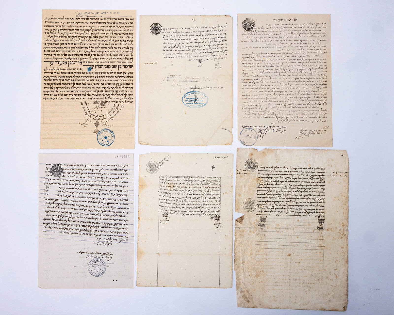 A COLLECTION OF RABBINICAL LETTERS MANUSCRIPTS FROM THE 19TH AND EARLY 20TH CENTURY SEPHARDIC: A MASSIVE COLLECTIONS OF LETTERS AND MANUSCRIPTS FROM THE FIRST HALF OF THE 20TH CENTURY AND EARLIER, JEWISH MOROCCO. Includes Psak Beth Dins, Getts, Rabbinical letters, fundraising commentaries,