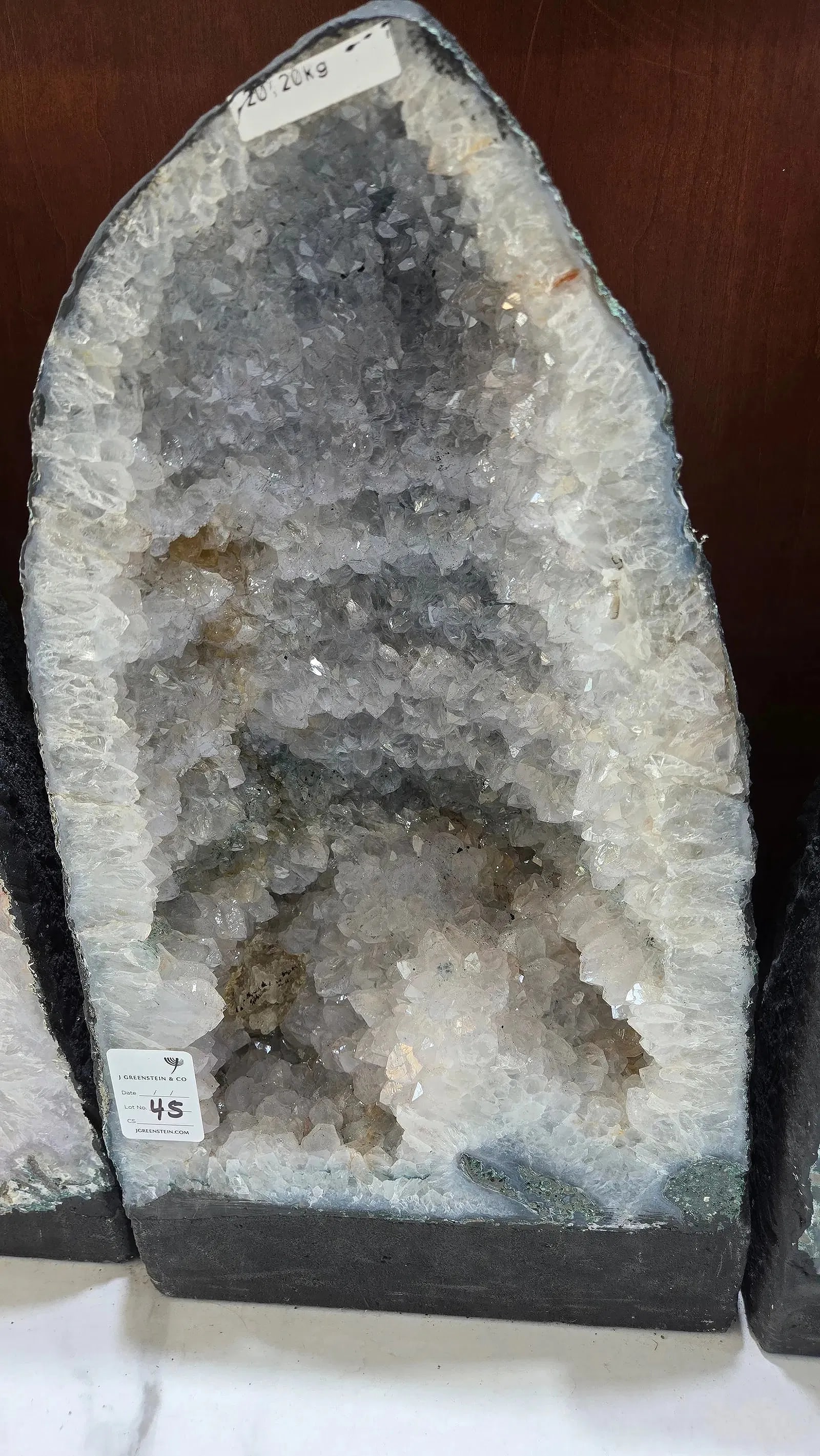 HIGHLY POLISHED AMETHYST GEODE. HUGE AND MAGNIFICENT: Light in color, 20 kilogram and 18" tall.