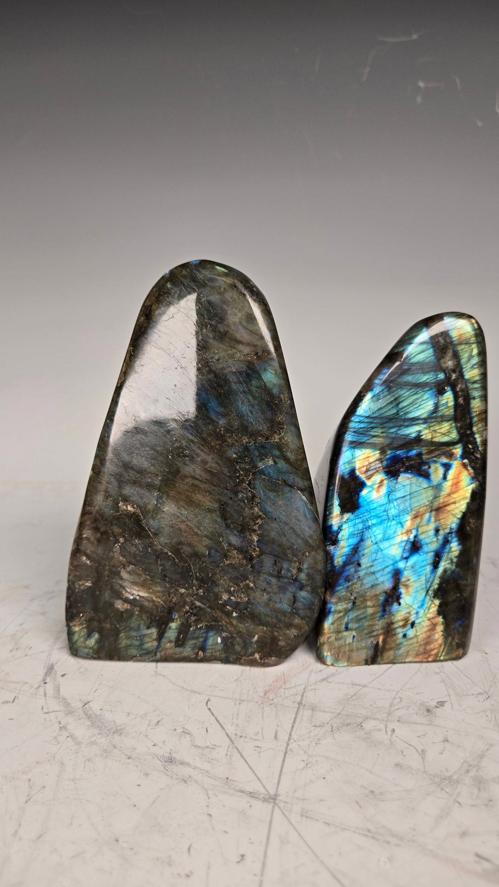 TWO POLISHED LABRADORITE FORMATIONS - 2