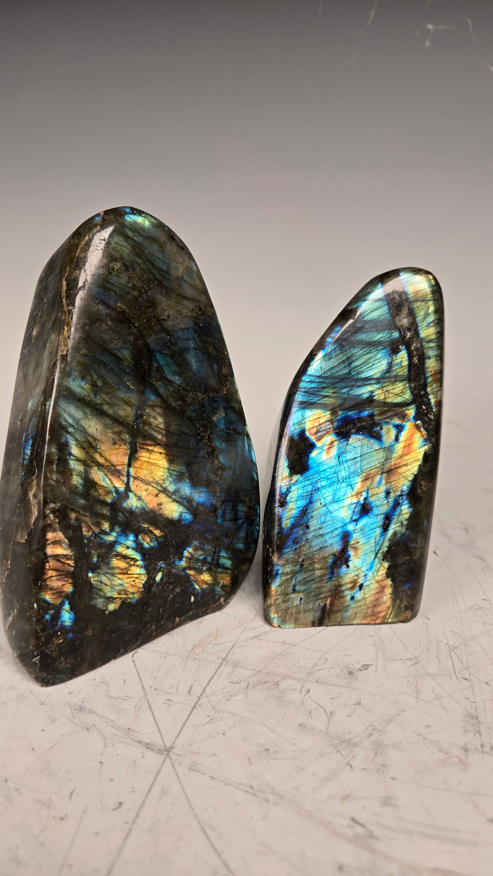 TWO POLISHED LABRADORITE FORMATIONS - 3