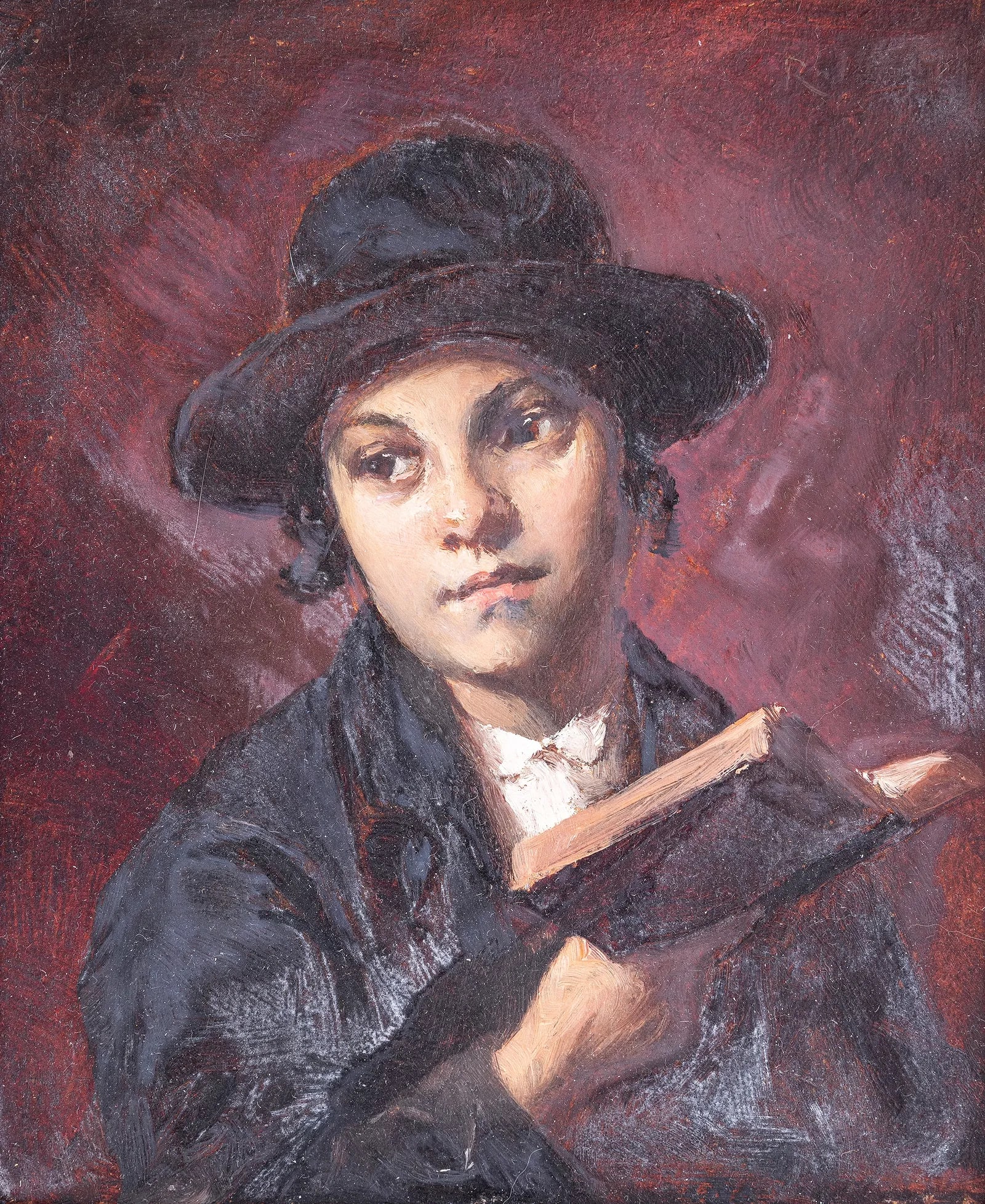 MOZART ROTTMAN (1875 - 1950) OIL ON CANVAS, HASIDIC YOUNG MAN (1 of 2)