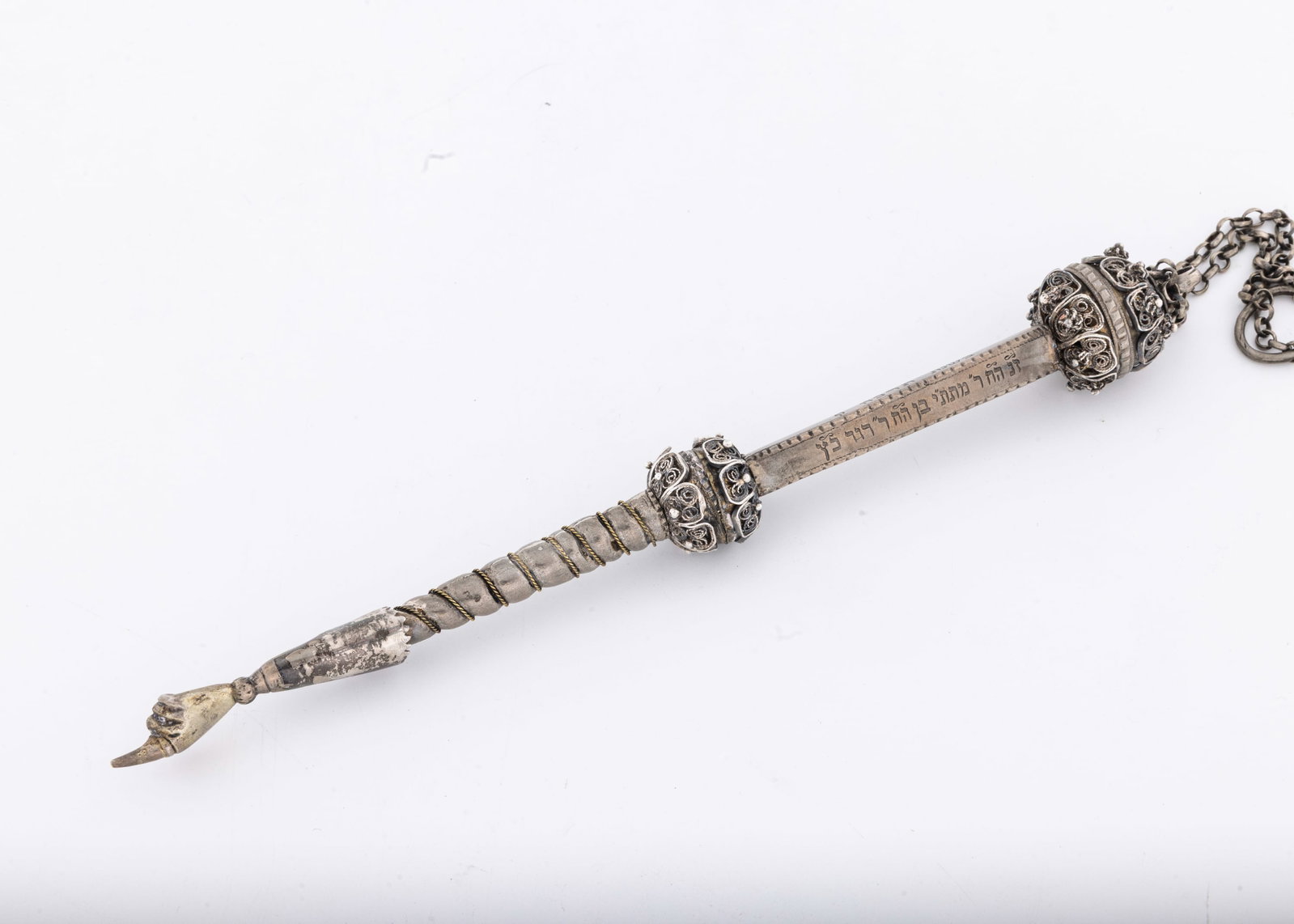 AN IMPORTANT SILVER TORAH POINTER. Poland, 1865 - 3