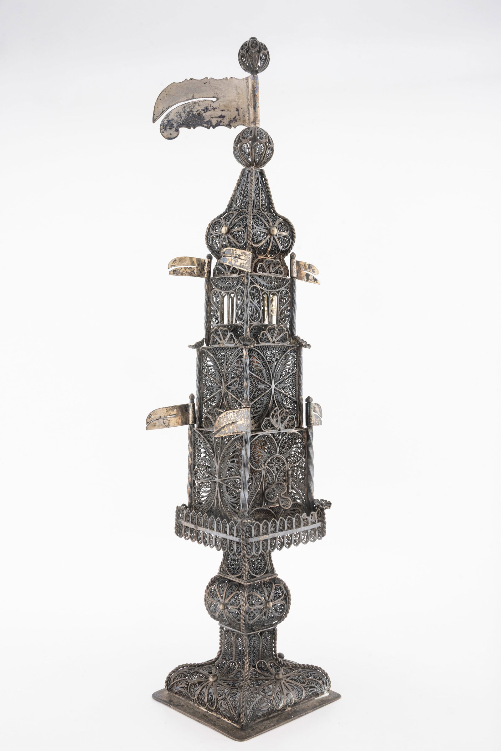 AN EARLY FILIGREE SPICE TOWER. Eastern Europe, c. 1800 (1 of 9)