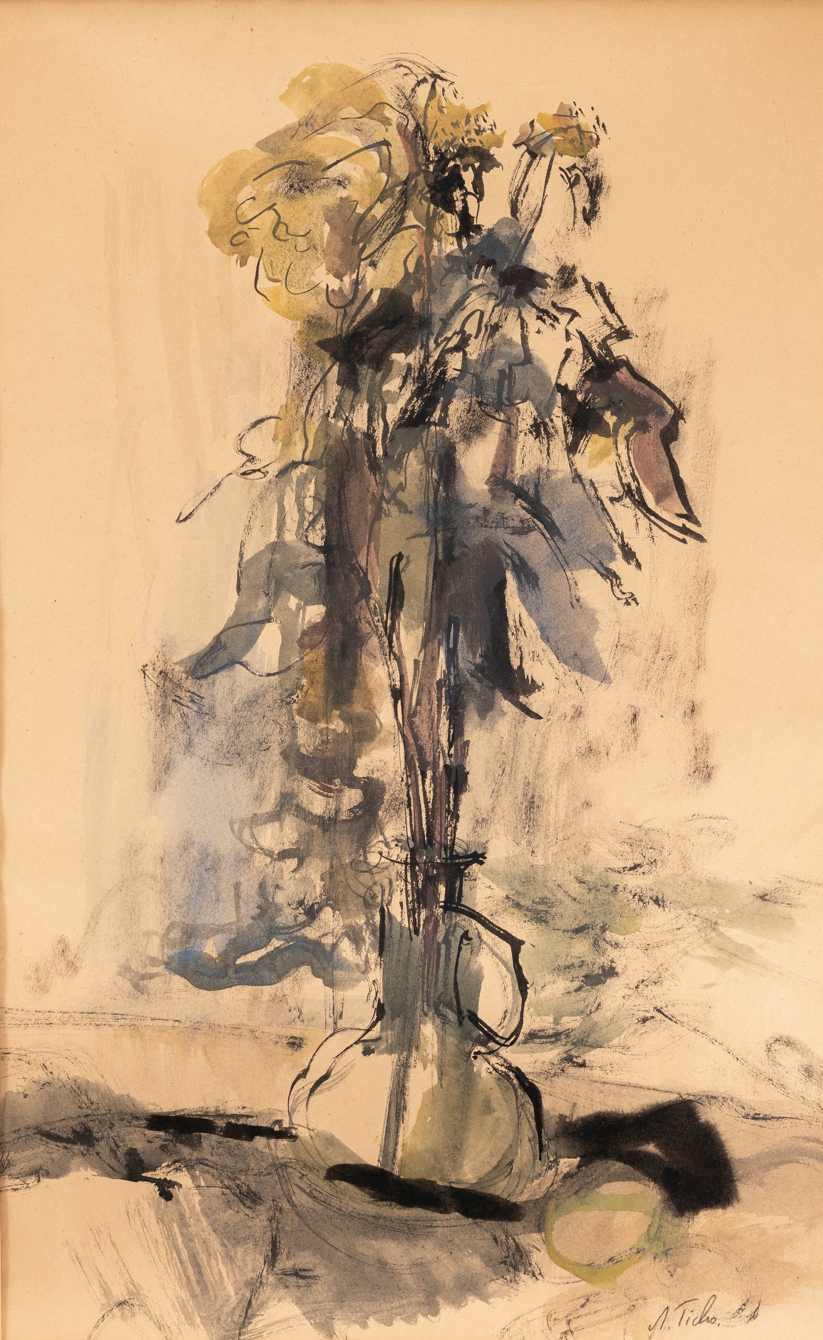 ANNA TICHO (1894, Brno - 1980, Jerusalem) WATERCOLOR ON PAPER (1 of 1)
