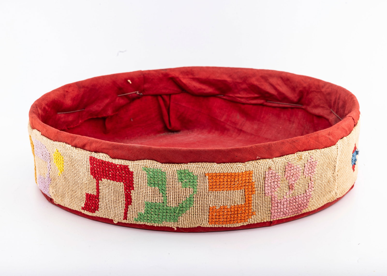A NEEDLEPOINT MATZAH HOLDER. Probably American or German, 20th century. 13' wide (1 of 4)
