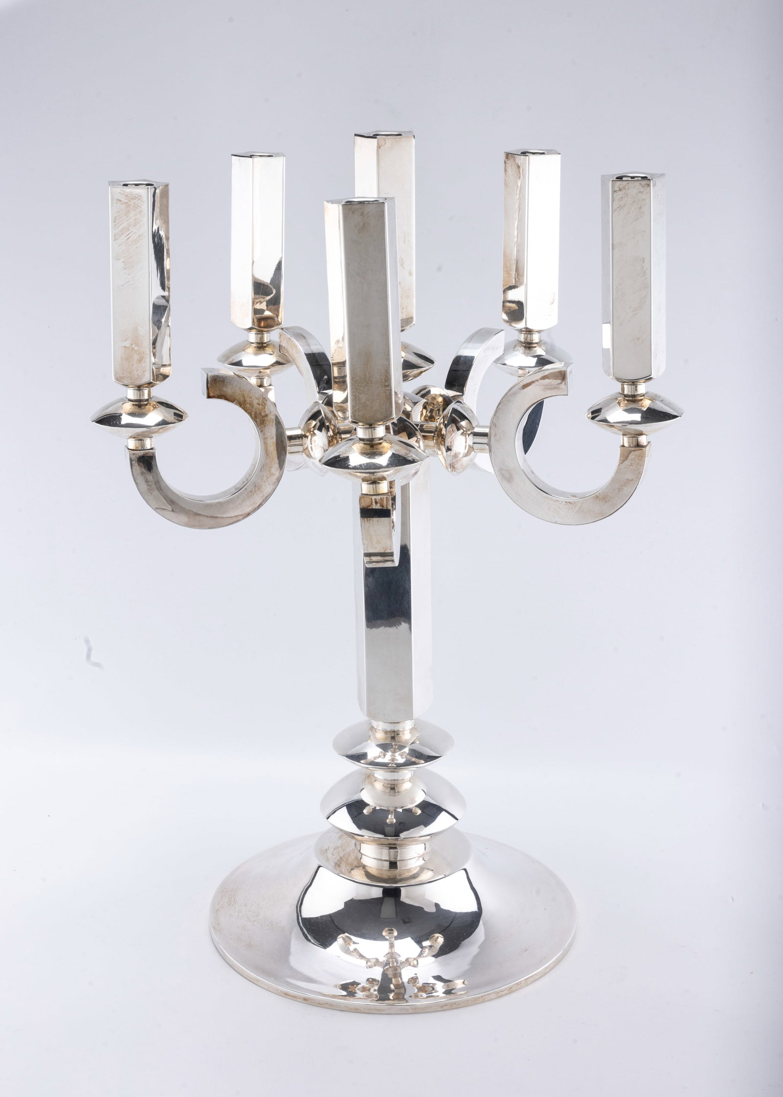 A MONUMENTAL STERLING SILVER SABBATH CANDELABRA BY CARMEL SHABI (1 of 7)