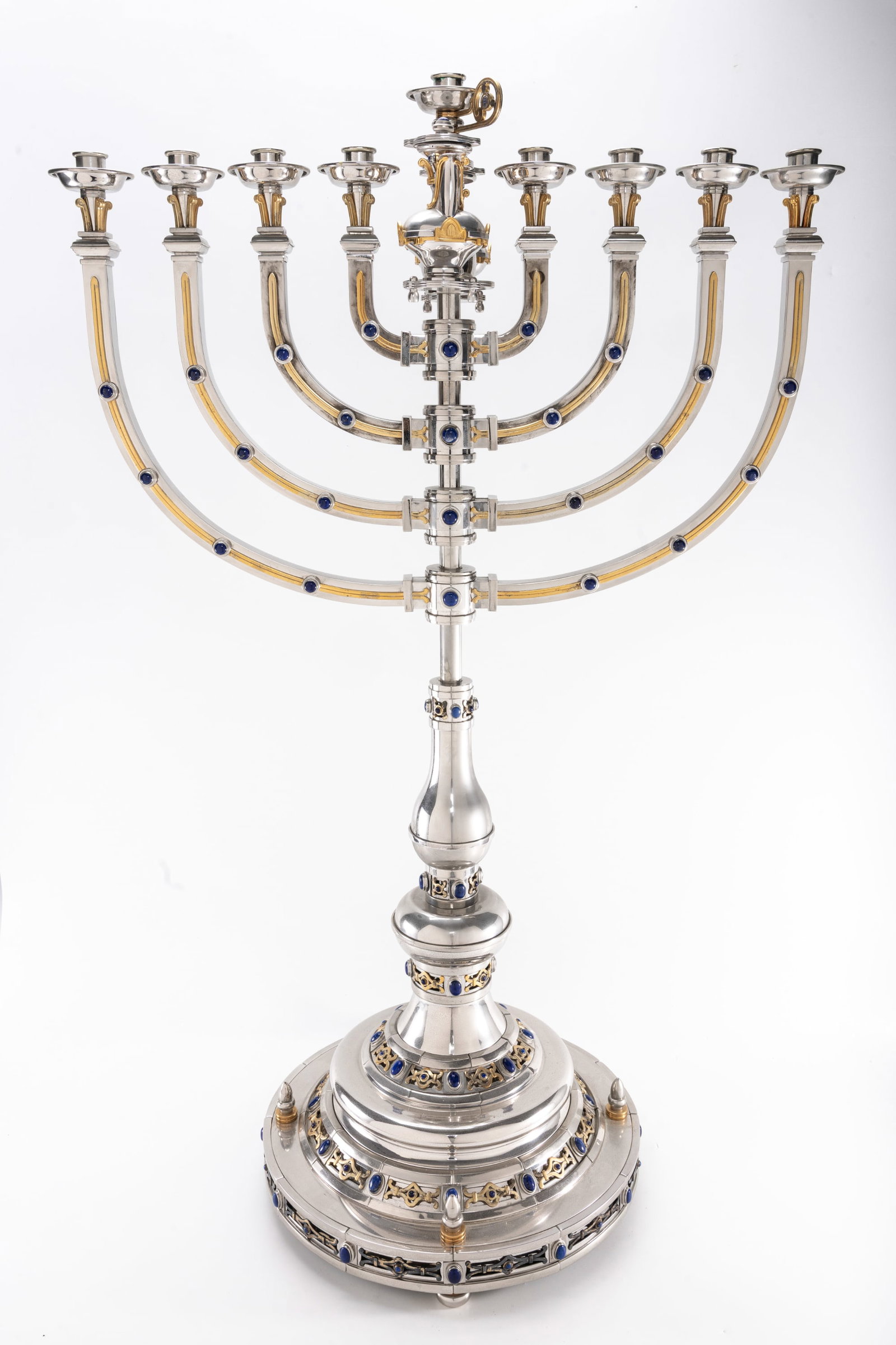 A MAGNIFICENT STERLING SILVER MENORAH BY SWED MASTER SILVERSMITHS. (1 of 10)