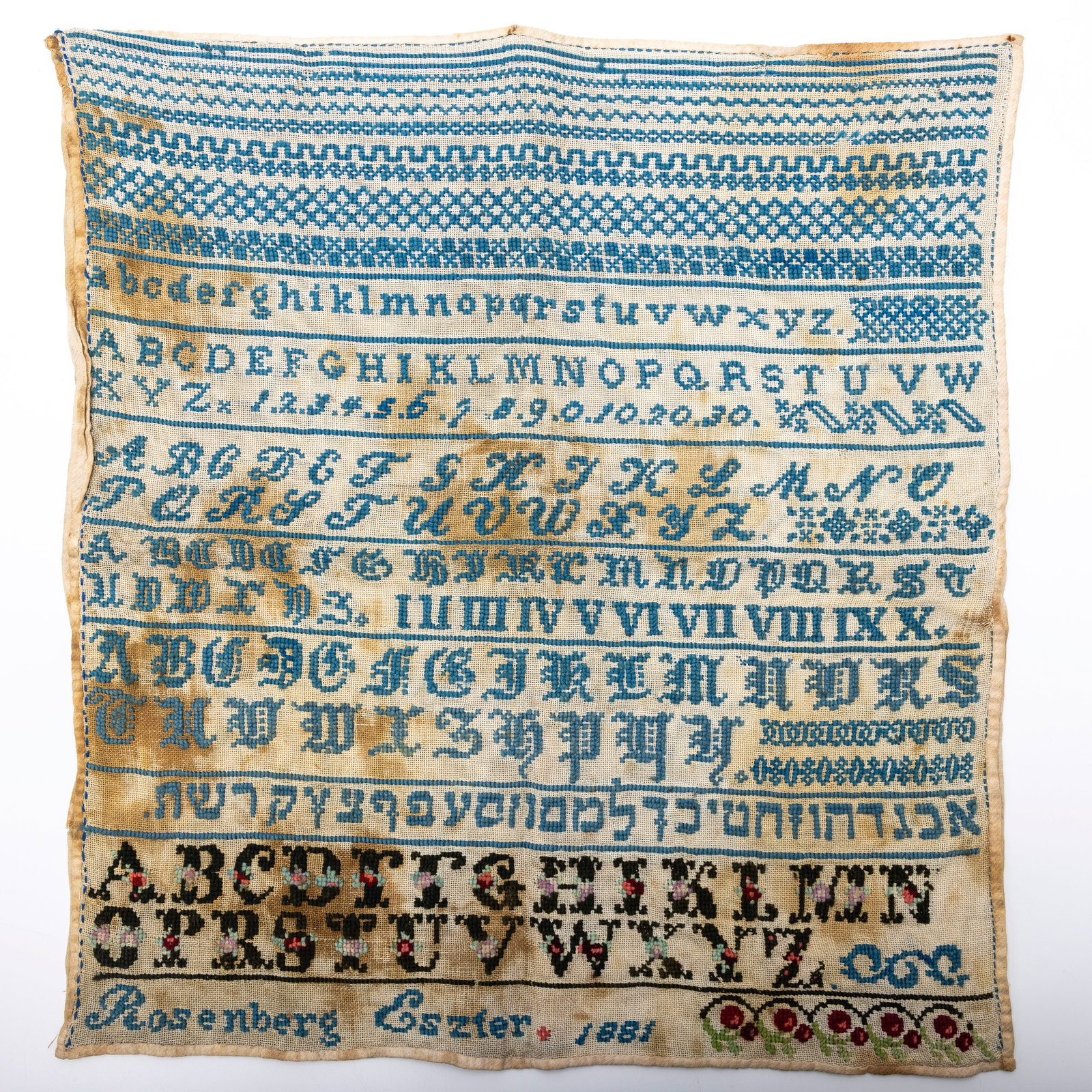 A RARE AMERICAN SCHOOL GIRL SAMPLER.1881. (1 of 3)
