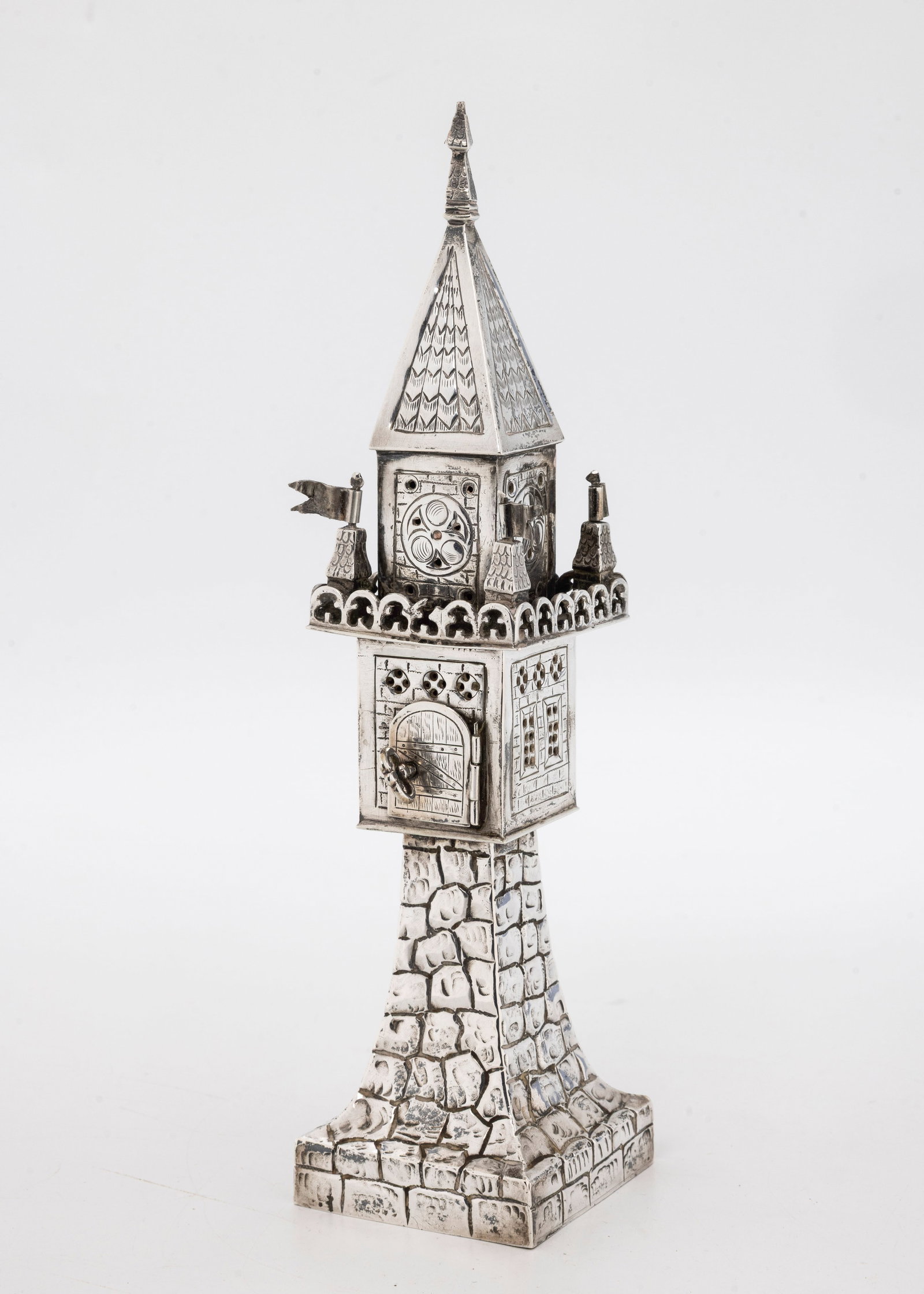 A LARGE SILVER SPICE TOWER. Germany, 19th century. (1 of 2)