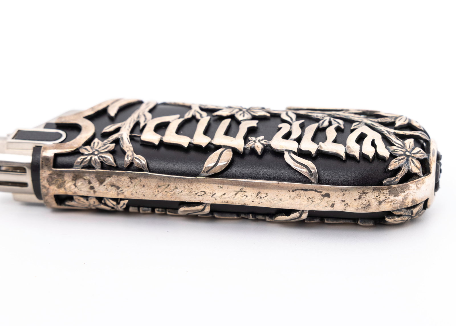A STERLING SILVER CANDLE LIGHTER. - 4