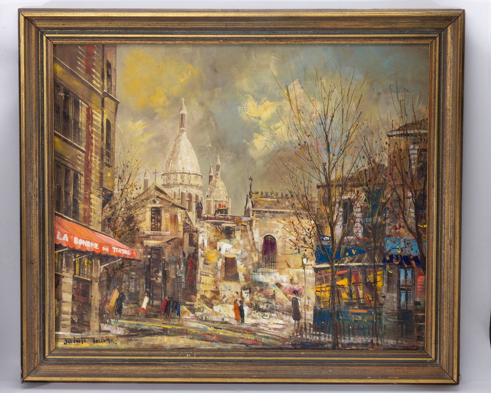 JUINJI YAMASHITA (Nagasaki, 1940 - ). Oil on canvas. Paris street scene.: Large example of the Japanese born artist's French street scenes. Minor chipping.