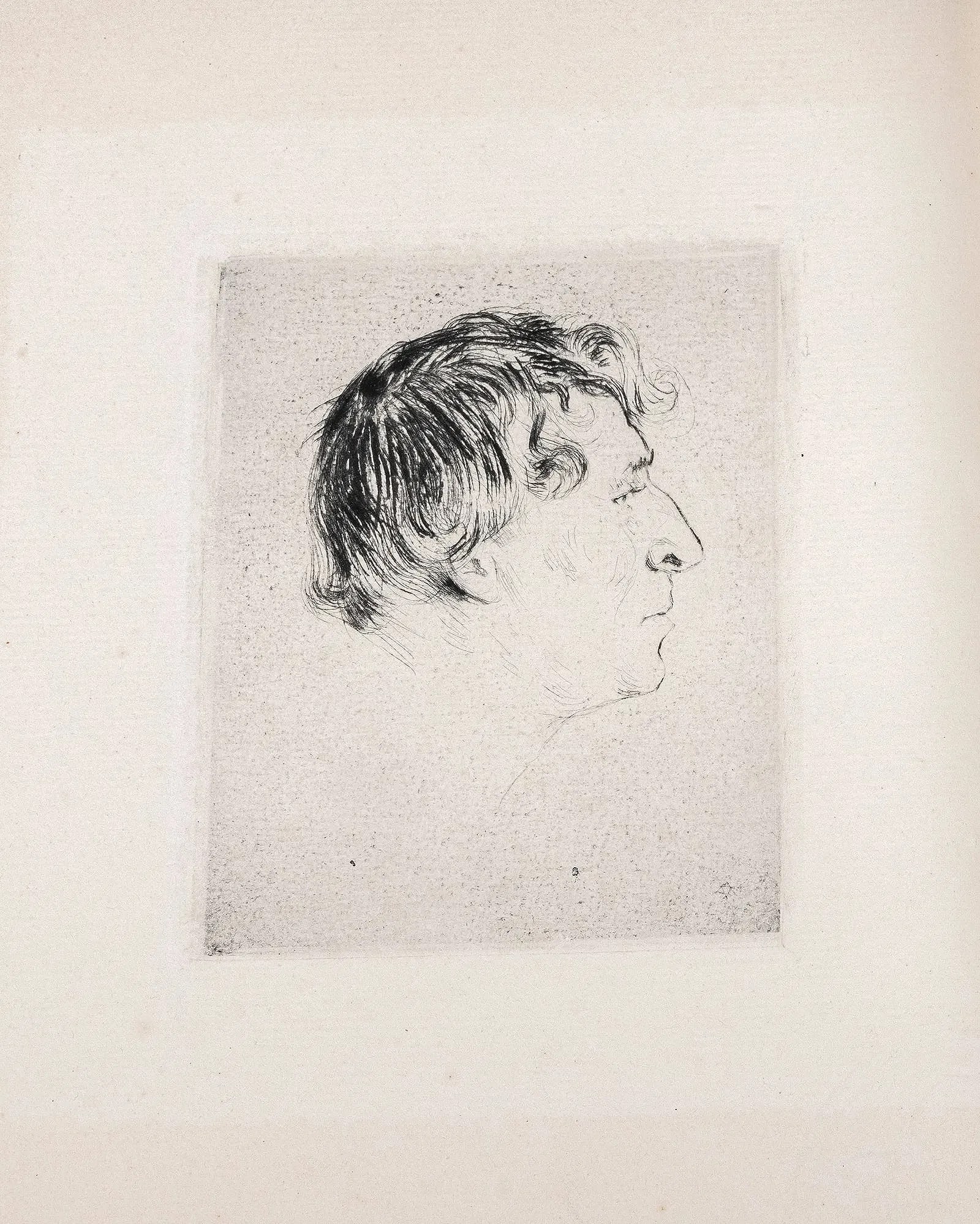 AN ORIGINAL DRAWING OF MARC CHAGALL BY HERMANN STRUCK. 6 March 1876 - 11 January 1944.: AN ORIGINAL DRAWING OF MARC CHAGALL BY HERMANN STRUCK. 6 March 1876 11 January 1944. Hand drawn on paper of Chagall's profile. Apparently unsigned. 9.5" x 7.5".
