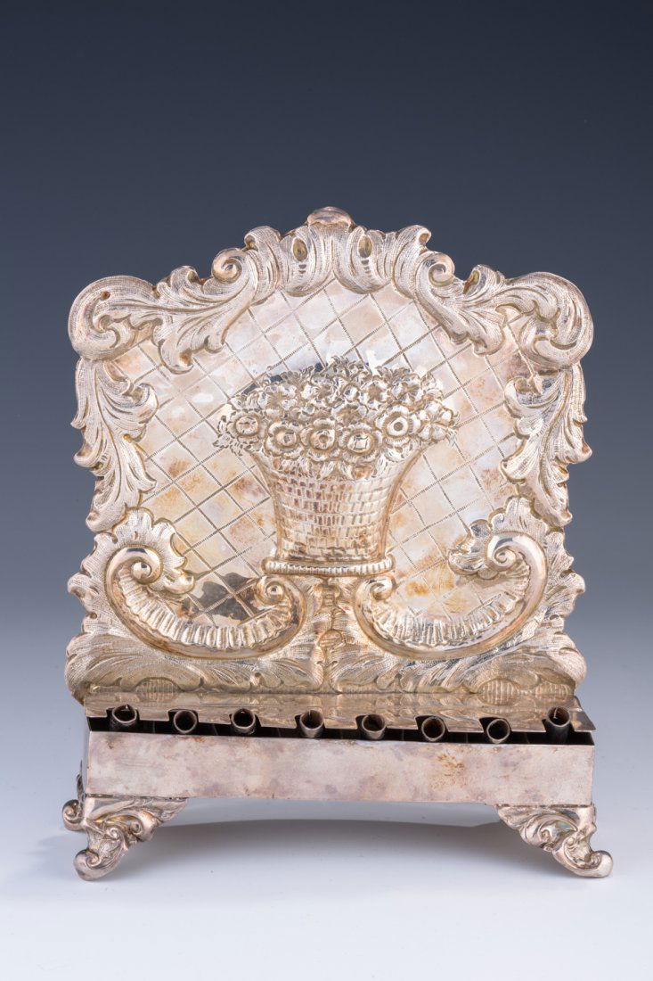 A SILVER CHANUKAH LAMP BY CARL HEINRICH SCHOPPE. (1 of 7)