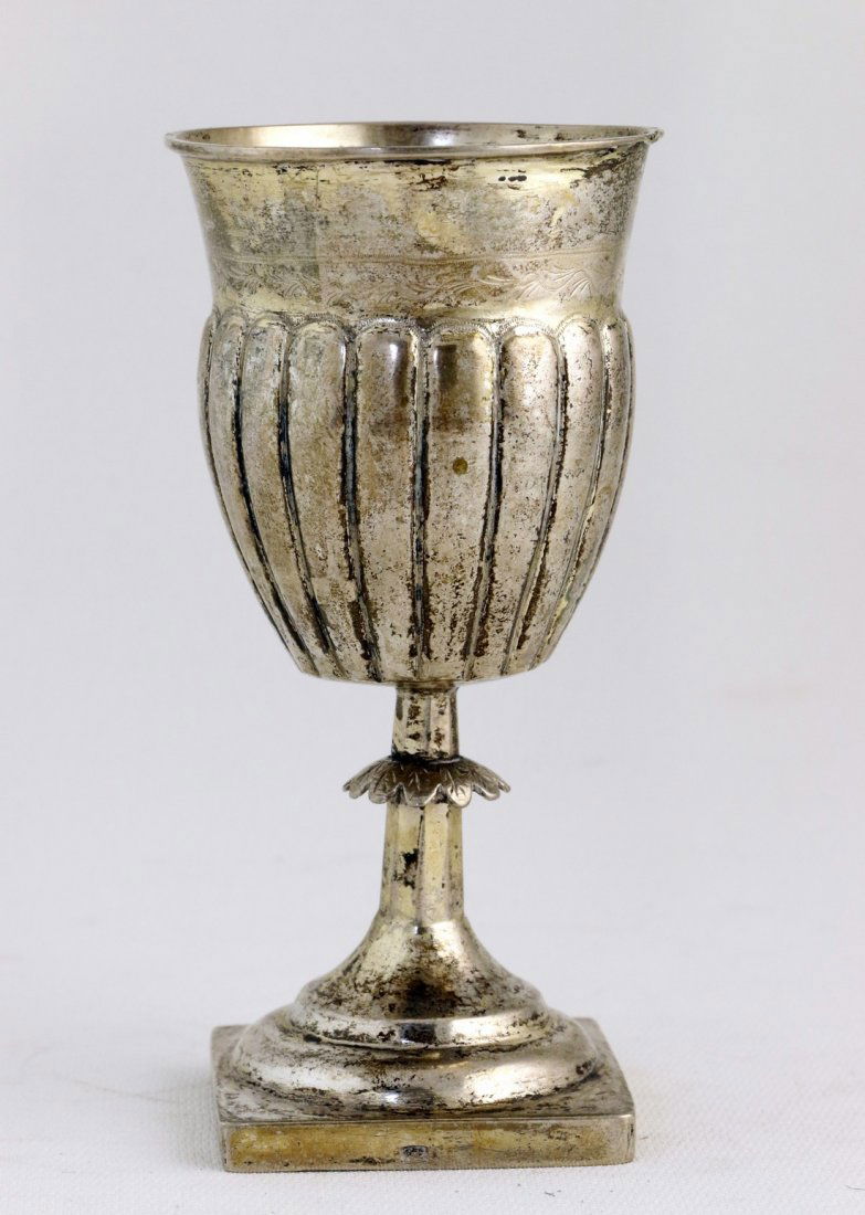 A LARGE SILVER KIDDUSH GOBLET. Poland, c. 1820. On (1 of 1)