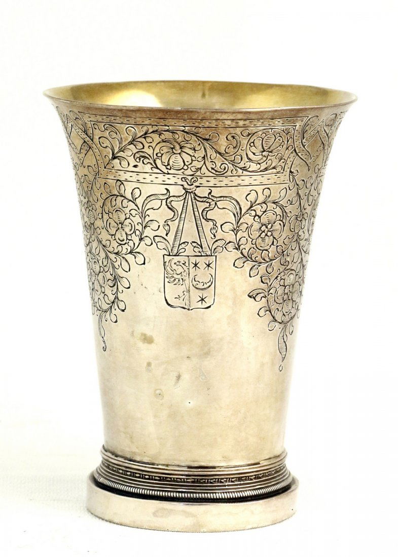 A LARGE SILVER BEAKER. Germany, 19th century. In 18th (1 of 1)