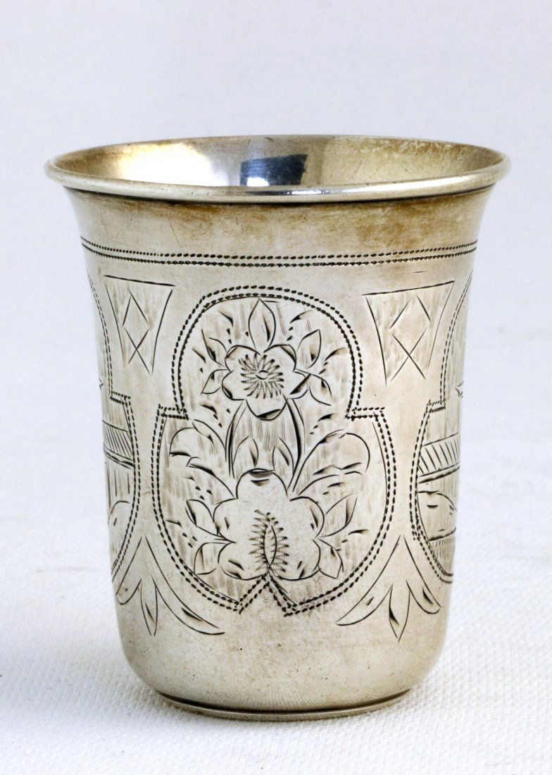 A LARGE SILVER KIDDUSH BEAKER. Russian, 1888. Engraved (1 of 1)
