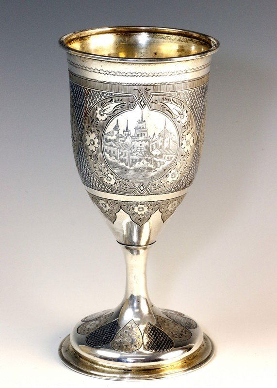 A MONUMENTAL NIELLO SILVER GOBLET. Russian, 1860. On (1 of 1)