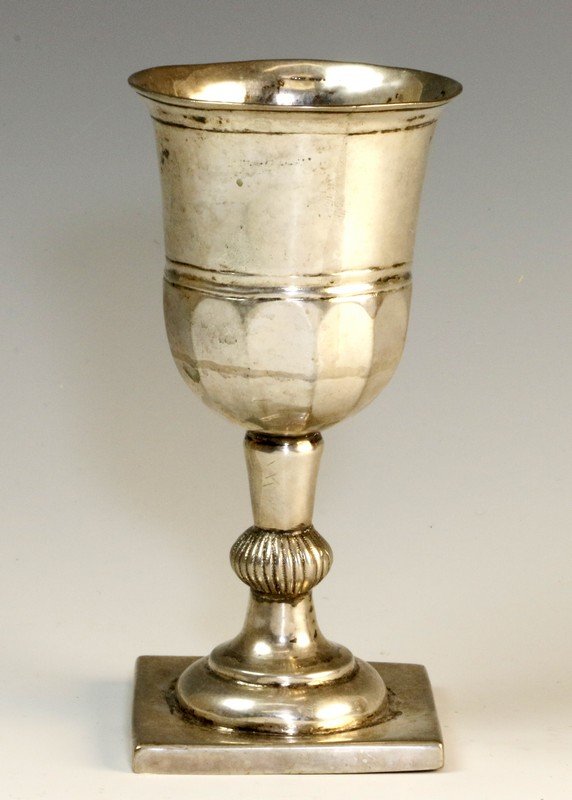 A LARGE SILVER KIDDUSH CUP. Poland, c. 1820. On flat (1 of 2)
