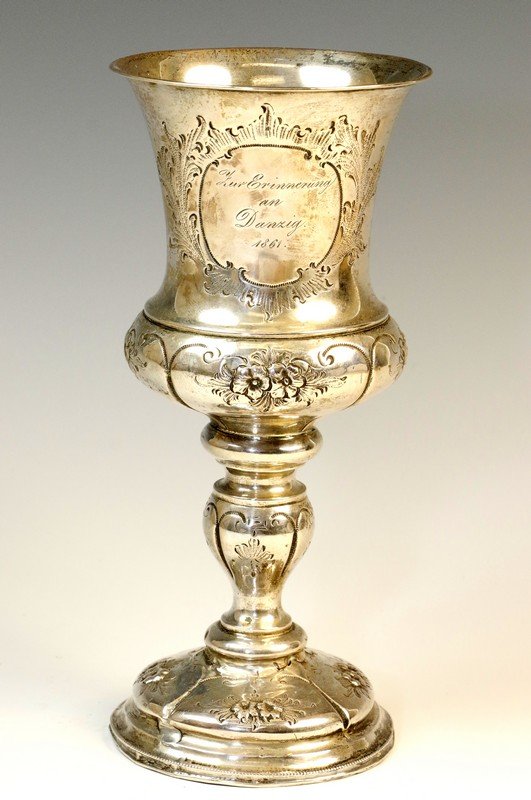 A MASSIVE SILVER KIDDUSH GOBLET. Germany, 1861. (1 of 1)