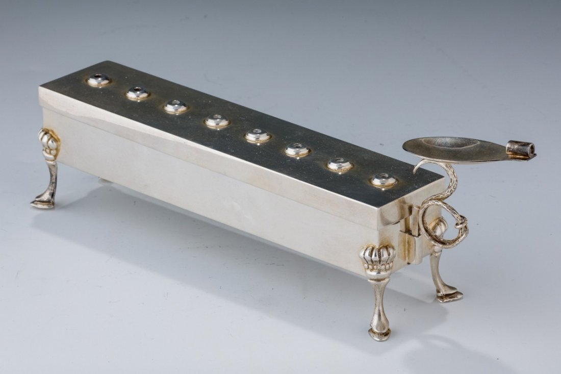 AN UNUSUAL STERLING CHANUKAH LAMP. London, 20th (1 of 1)
