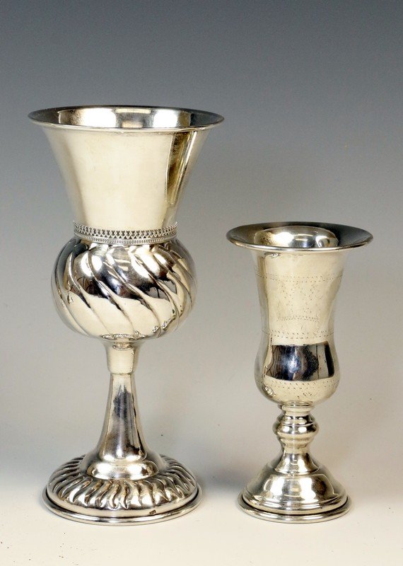 TWO STERLING SILVER KIDDUSH CUPS. American, 20th (1 of 1)