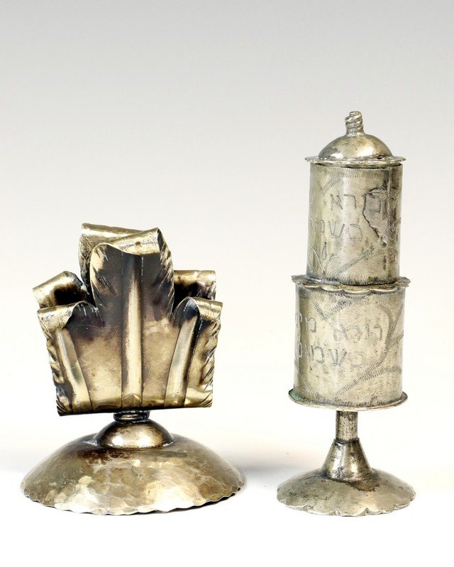 A SILVER SPICE CONTAINER AND CANDLE HOLDER. Probably (1 of 1)